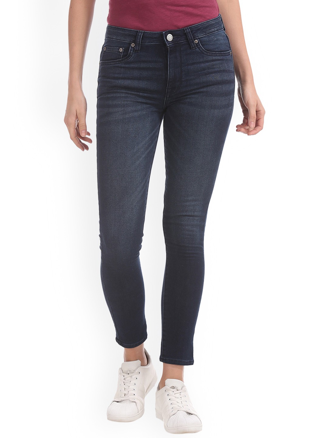 

Aeropostale Women Blue Regular Fit Mid-Rise Clean Look Jeans