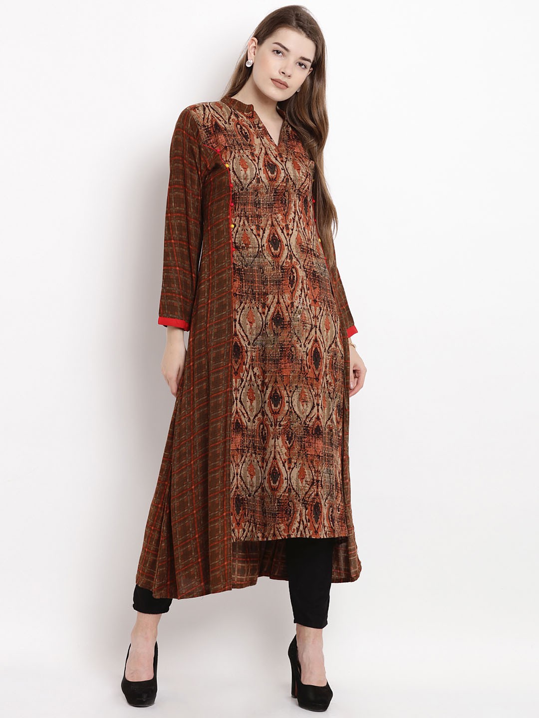 

Yuris Women Brown Printed A-Line Kurta