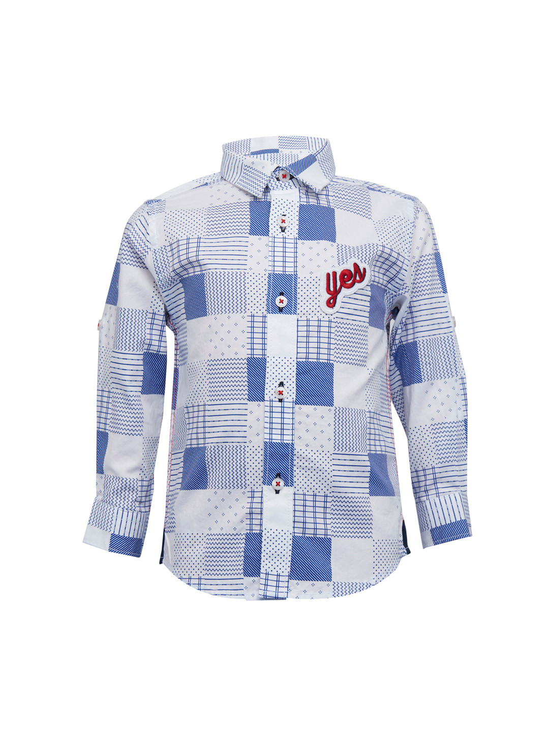 

TALES & STORIES Boys White & Blue Regular Fit Printed Casual Shirt