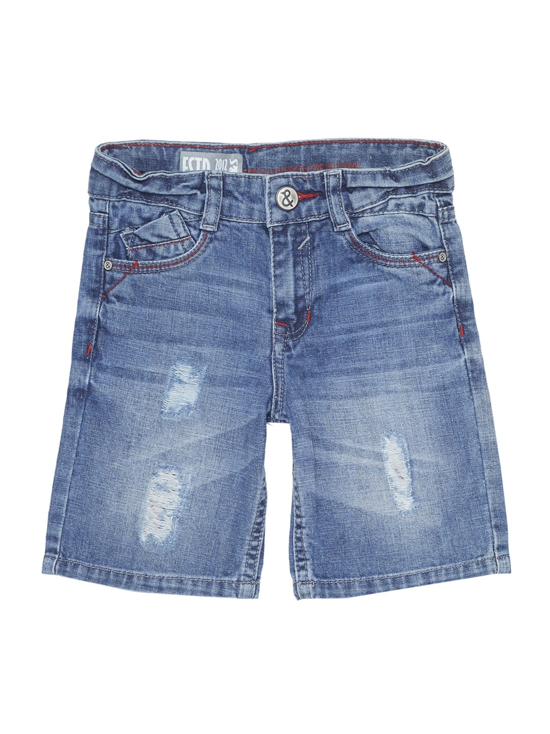 

TALES & STORIES Boys Blue Washed Regular Fit Denim Shorts