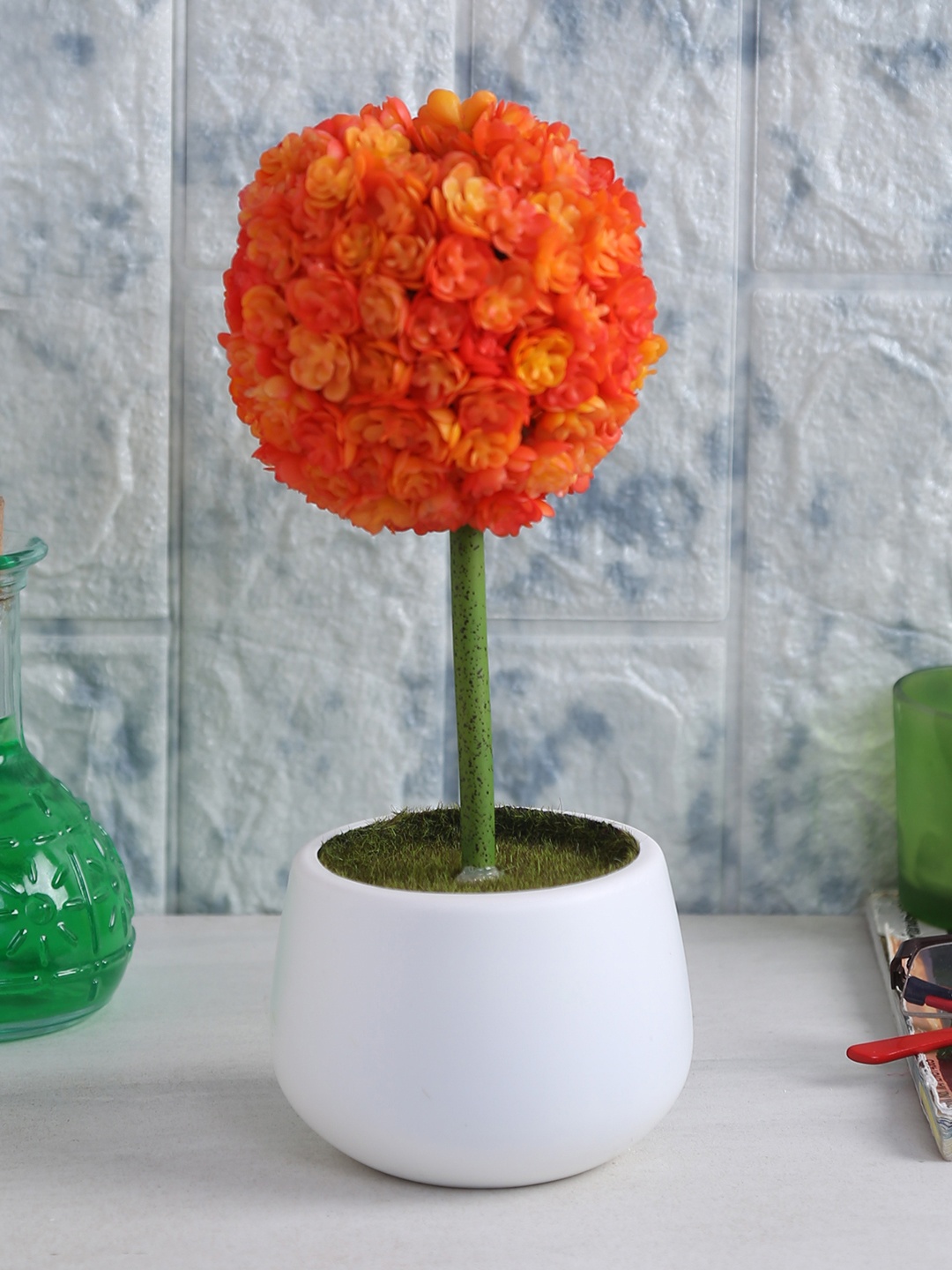 

Fourwalls Orange Artificial Polyurethane Real Touch Flowers