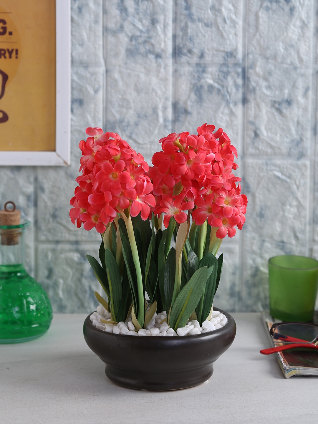 

Fourwalls Pink Artificial Hyacinth Flowers Plant in a Ceramic Pot