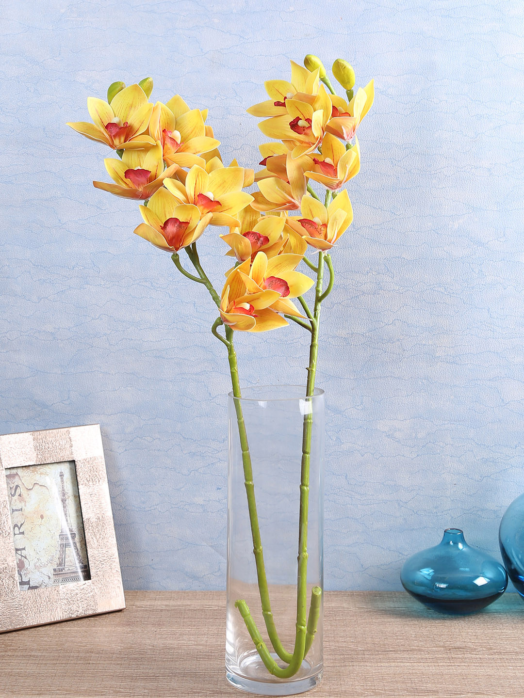 

Fourwalls Set Of 2 Yellow Artificial Real-Touch Cymbedium Orchids Flower Sticks