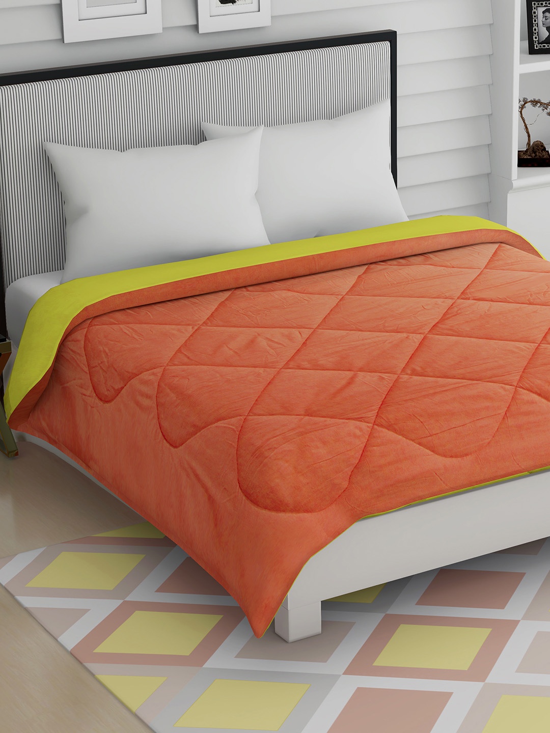

Story@home Peach-Coloured Lime Green Solid Mild Winter 200 GSM Double Bed Comforter