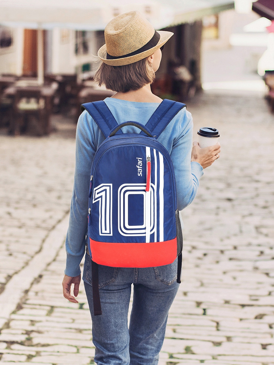 

Safari Unisex Blue & Red Graphic Print Backpack