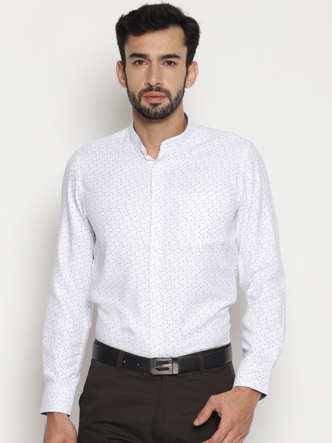 

IVOC Men White Smart Slim Fit Printed Formal Shirt