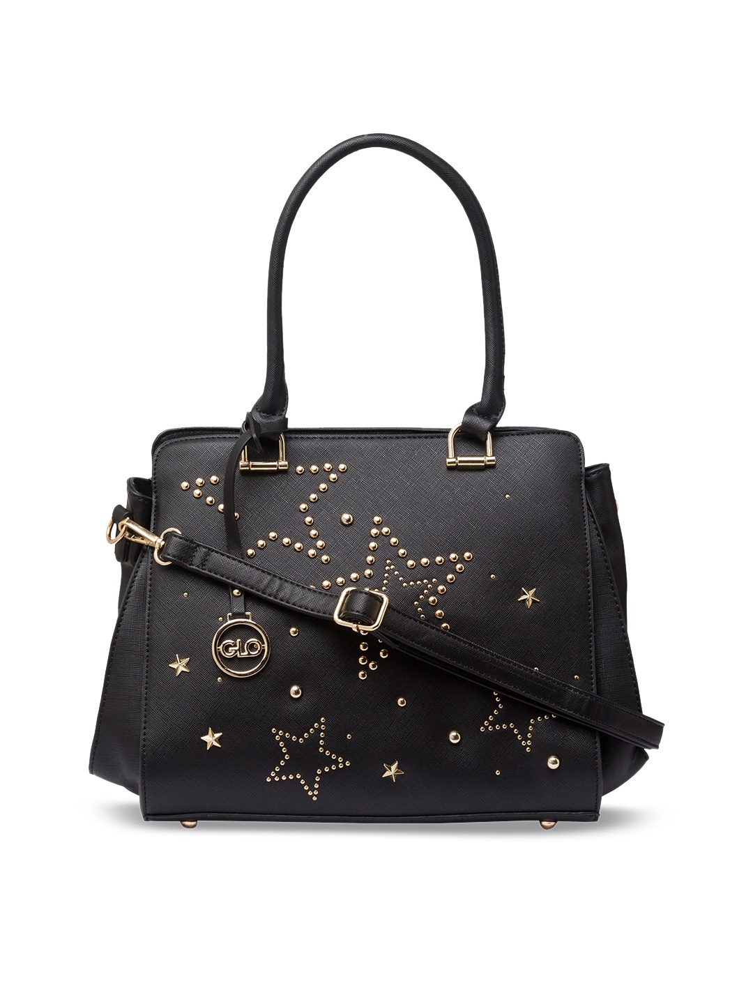 

Globus Black & Gold-Toned Embellished Handheld Bag