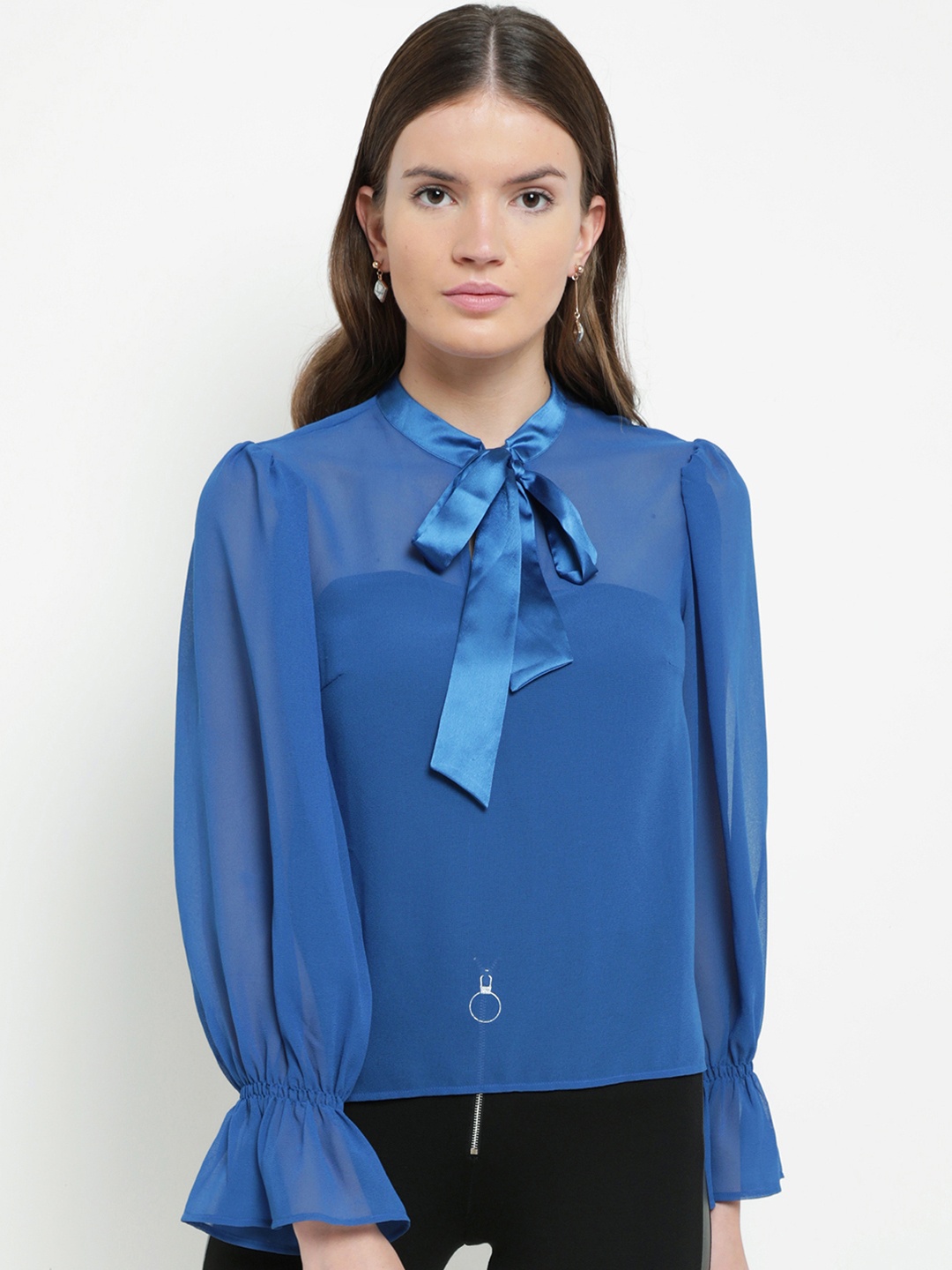 

Kazo Women Turquoise Blue Solid Top