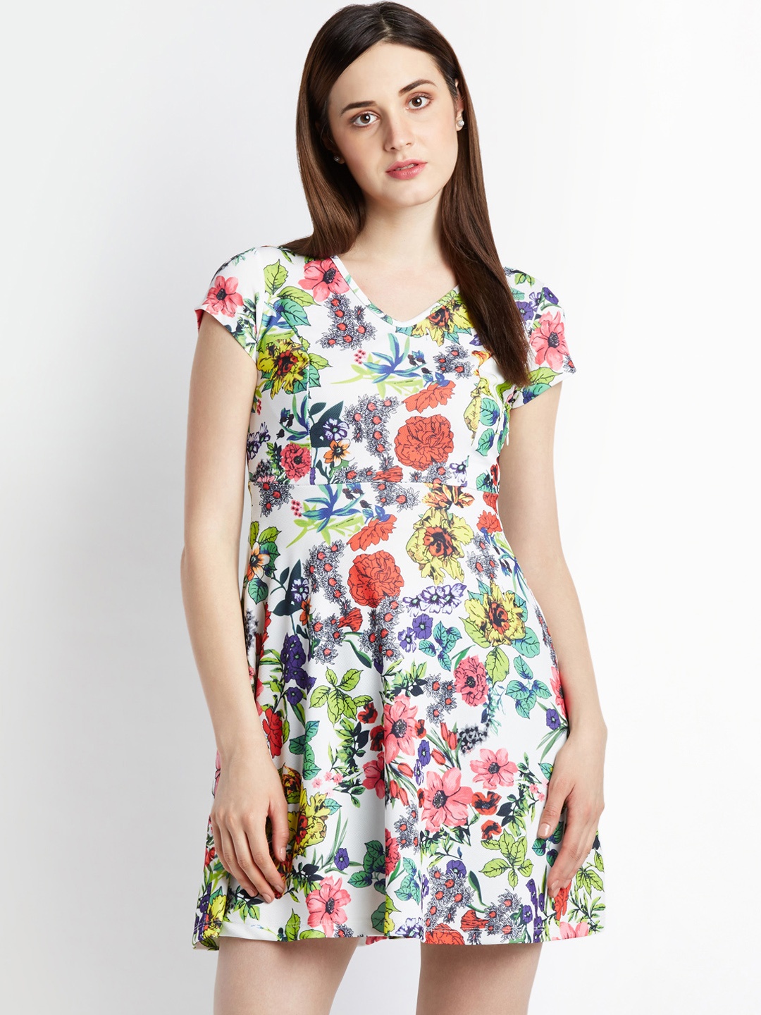 

Honey by Pantaloons Women White Printed Fit and Flare Dress