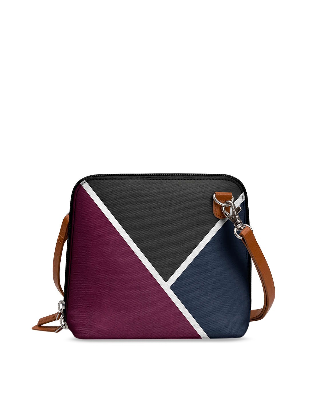 

DailyObjects Burgundy & Black Colourblocked Sling Bag
