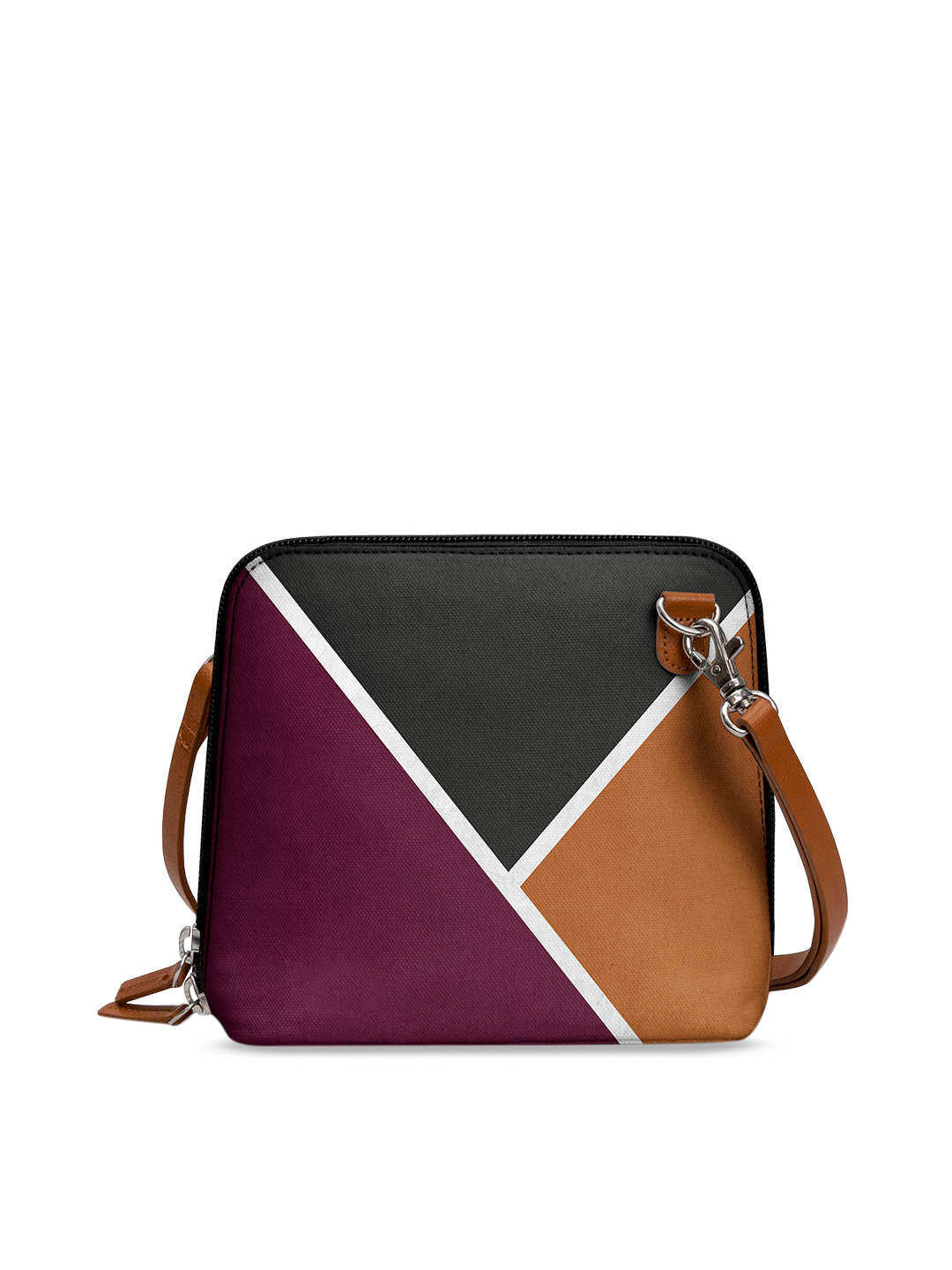 

DailyObjects Burgundy & Black Colourblocked Sling Bag