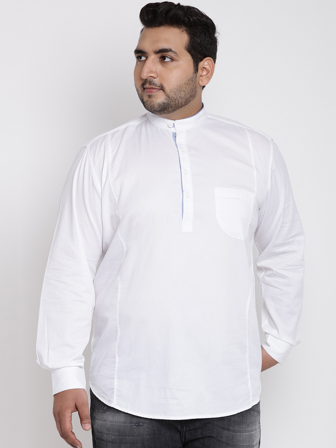 

John Pride Plus Size Men White Regular Fit Solid Casual Shirt