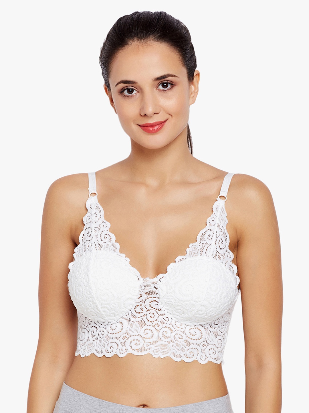 

Lebami White Lace Non-Wired Lightly Padded Bralette Bra