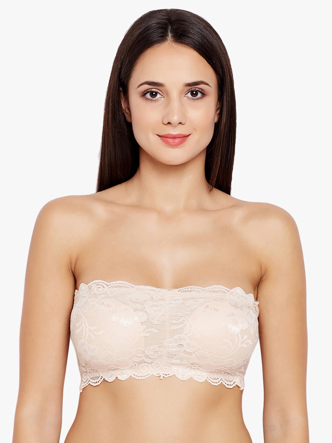 

Lebami Beige Solid Non-Wired Lightly Padded Bandeau Bra 521_Skin_30