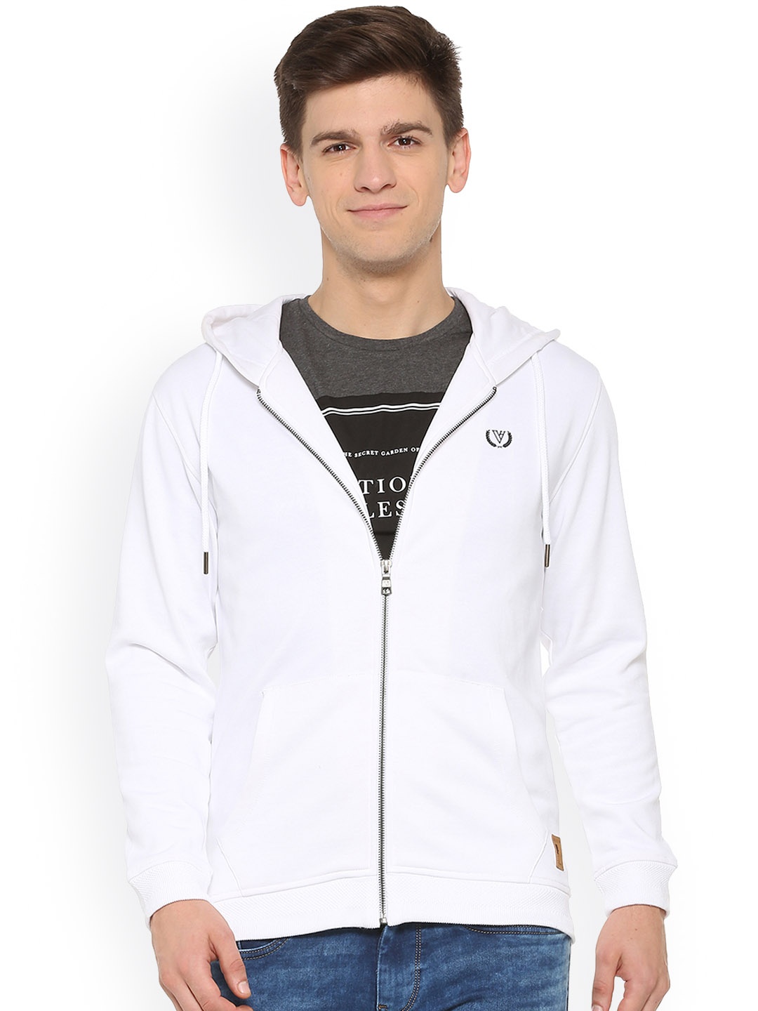 

Van Heusen Sport Men White Solid Hooded Sweatshirt