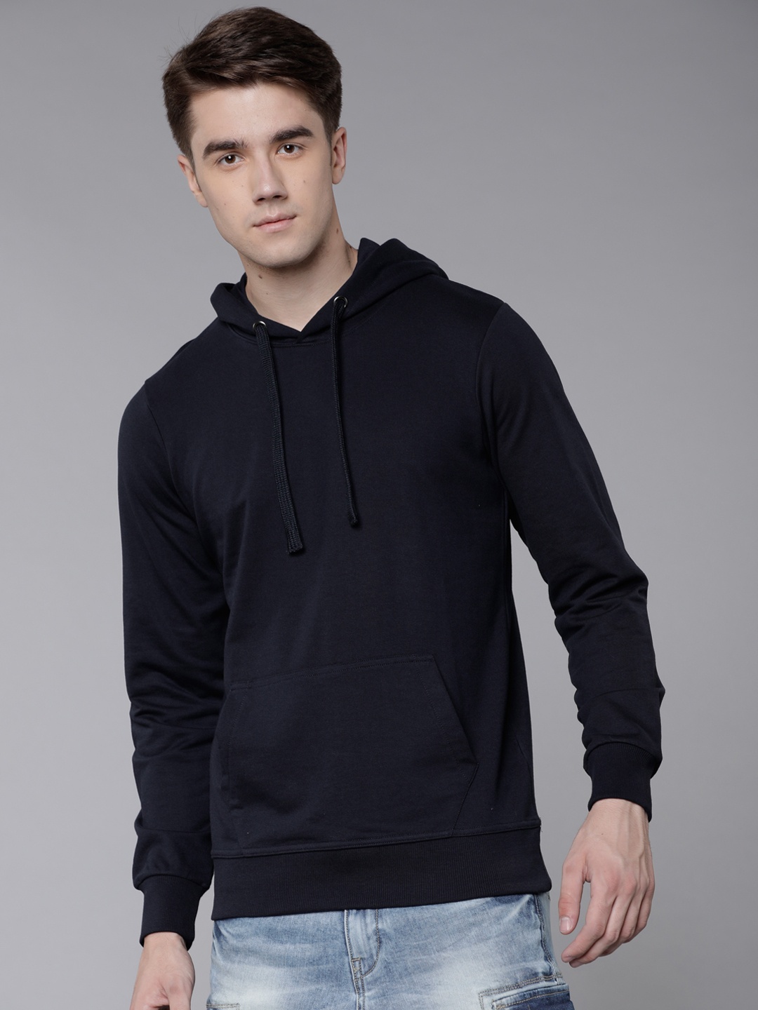 

HIGHLANDER Men Navy Blue Solid Hooded Sweatshirt
