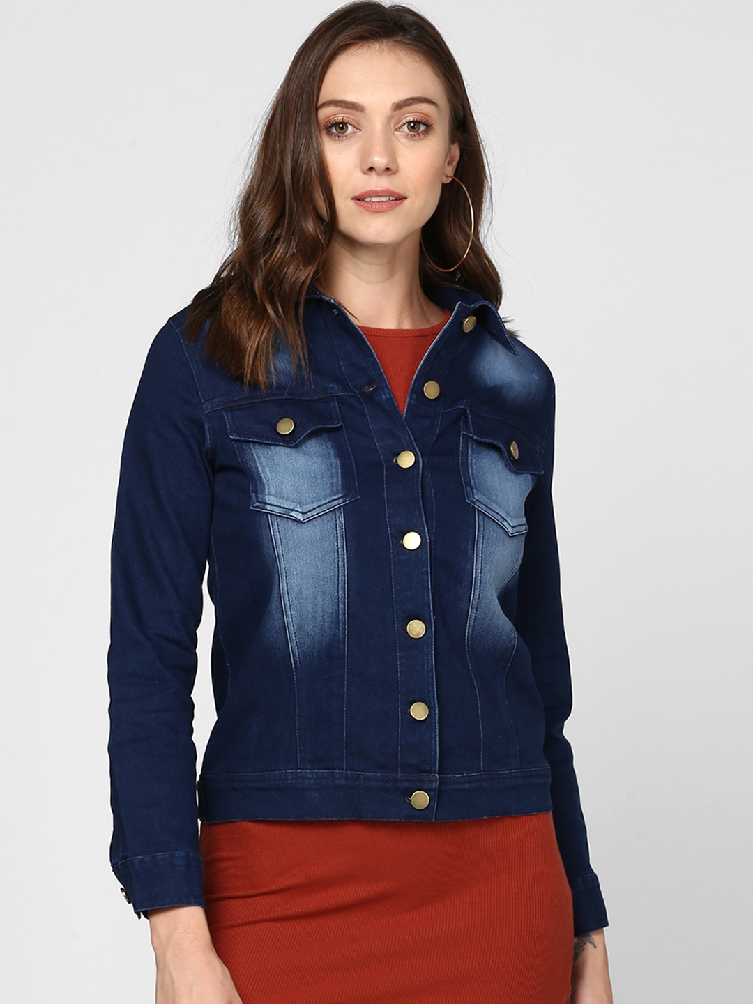 

StyleStone Women Blue Solid Denim Jacket