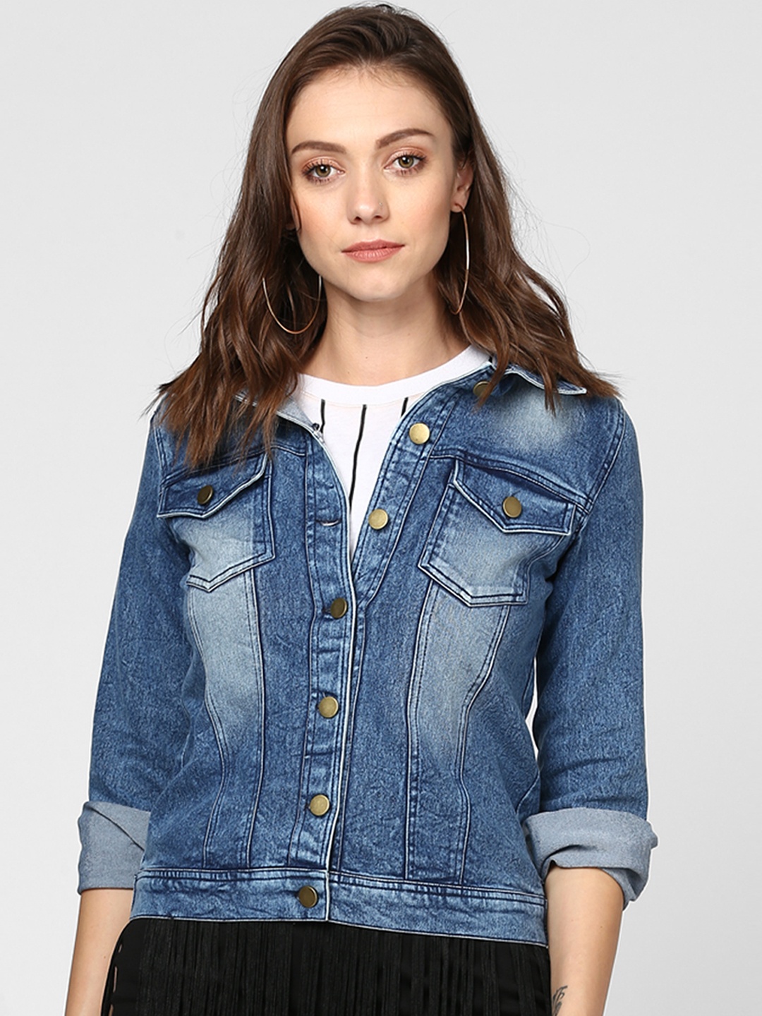 

StyleStone Women Blue Solid Denim Jacket