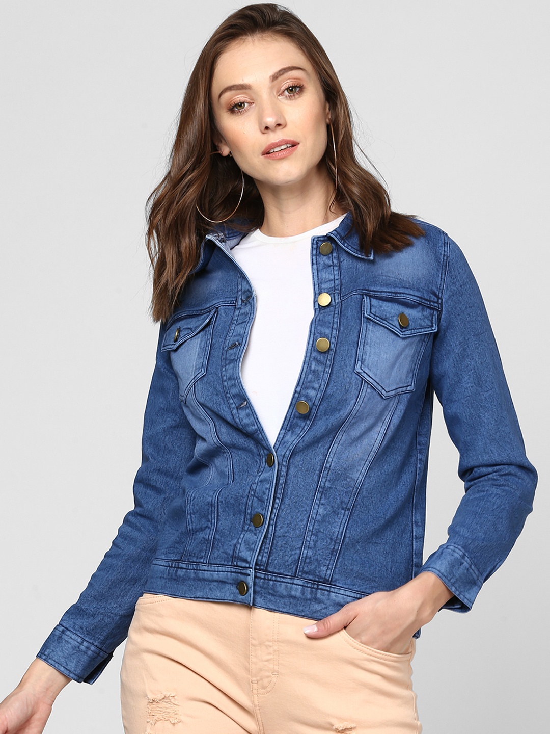 

StyleStone Women Blue Solid Denim Jacket