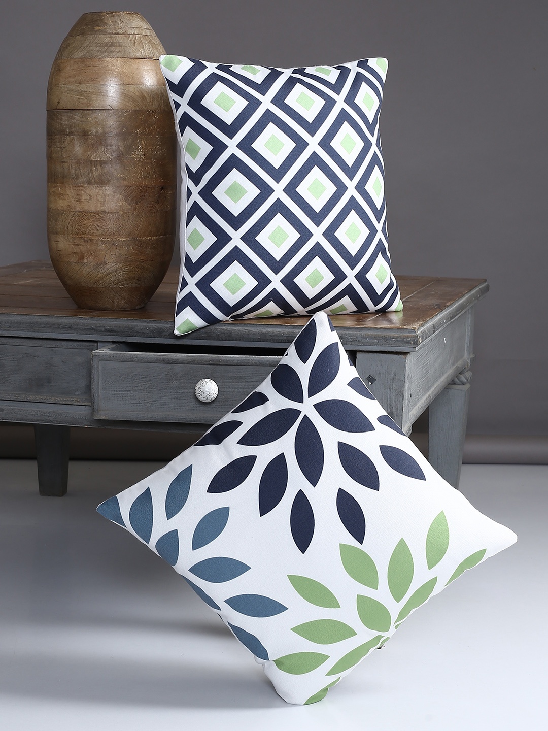 

Alina decor Multicoloured Set of 2 Geometric Square Cushion Covers, Multi