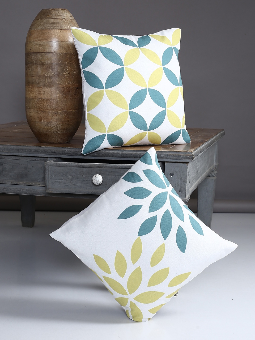 

Alina decor Multicoloured Set of 2 Geometric Square Cushion Covers, Multi