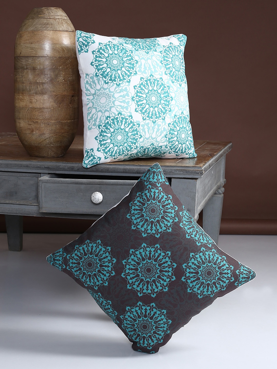 

Alina decor Blue Set of 2 Ethnic Motifs Square Cushion Covers