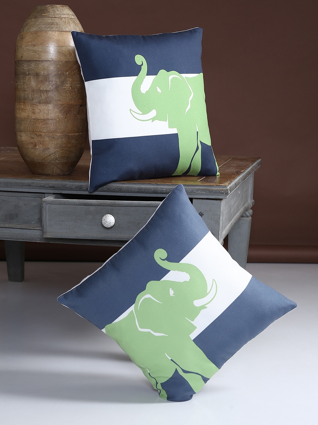 

Alina decor Multicoloured Set of 2 Striped Square Cushion Covers, Multi