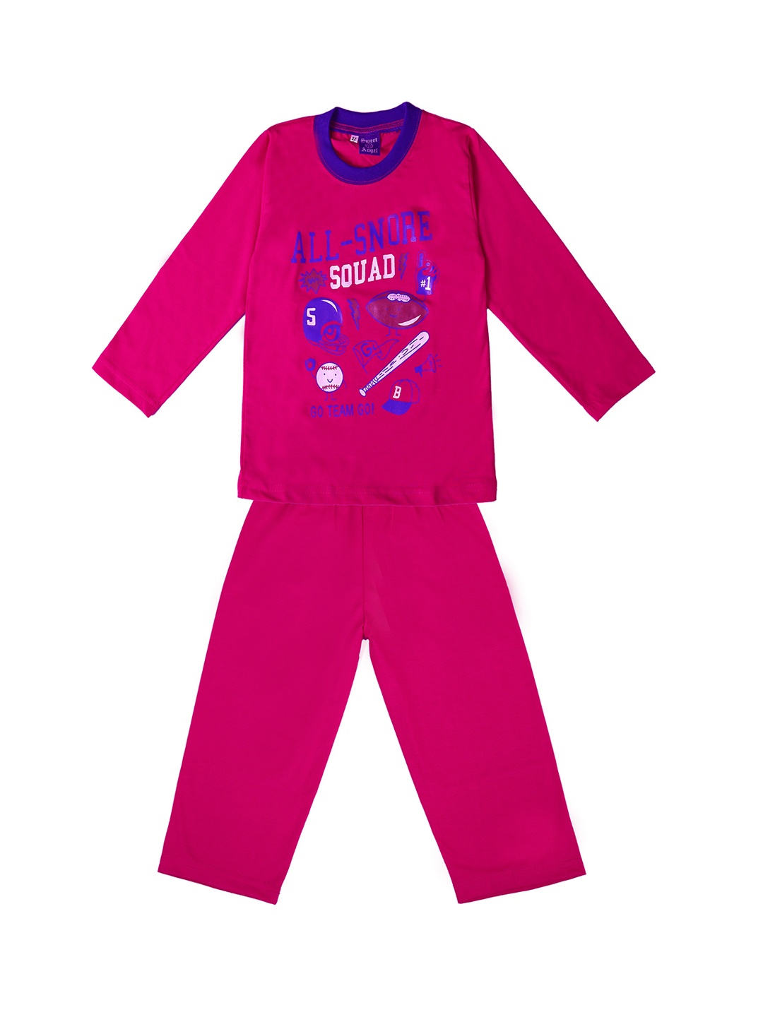 

SWEET ANGEL Unisex Pink Printed Night suit 300750-26