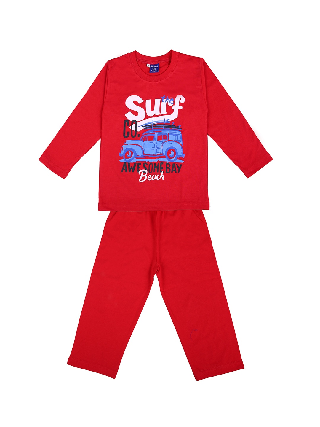 

SWEET ANGEL Unisex Red Printed Night suit 300742-26