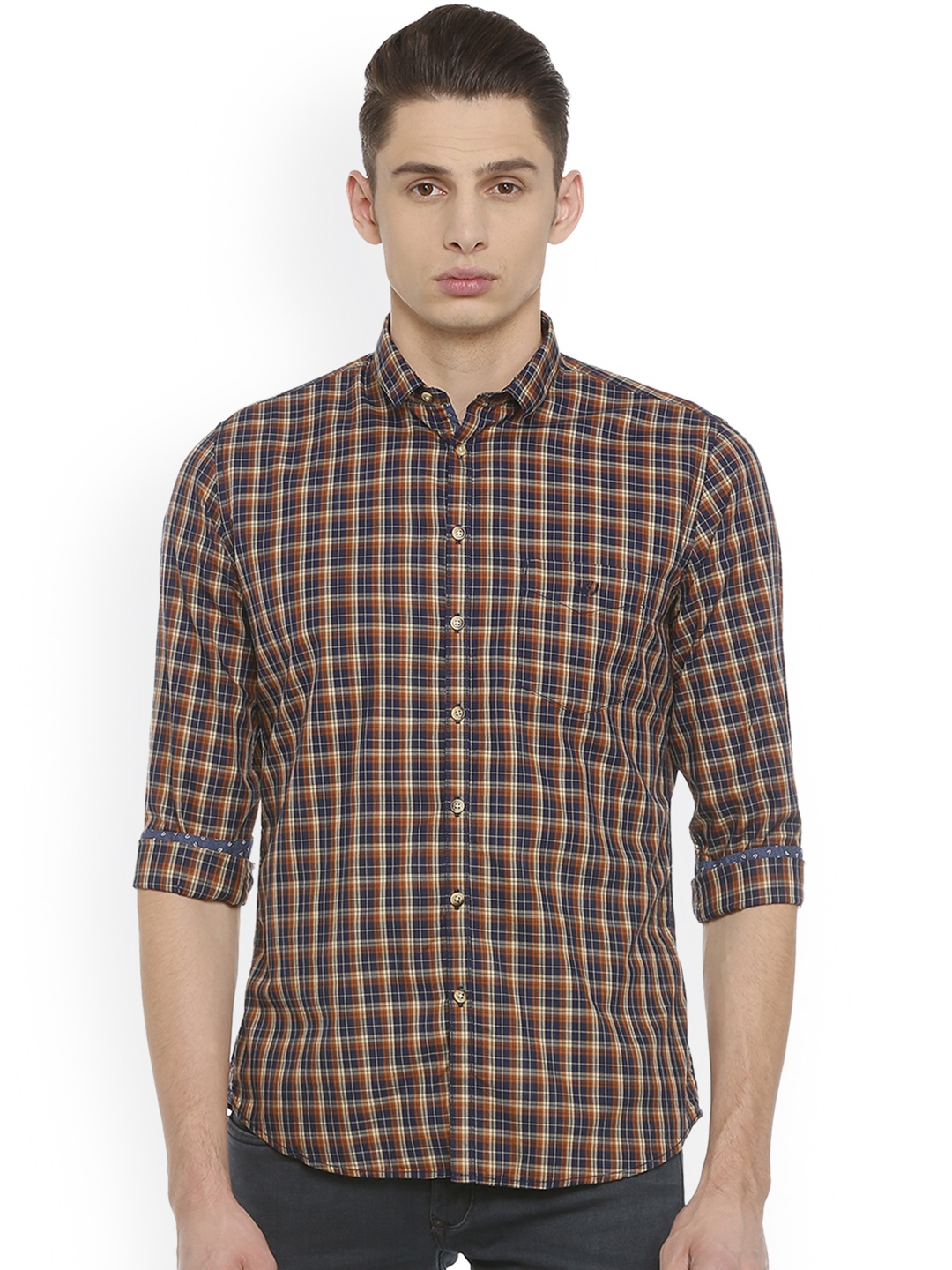 

Van Heusen Sport Men Blue Slim Fit Checked Casual Shirt