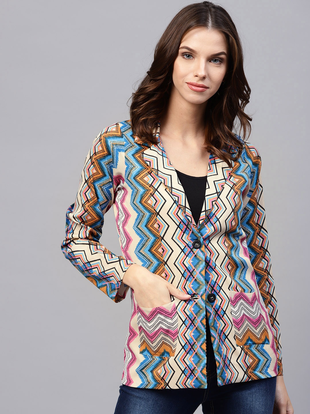 

Athena Women Multi-Coloured Single-Breasted Printed Blazer