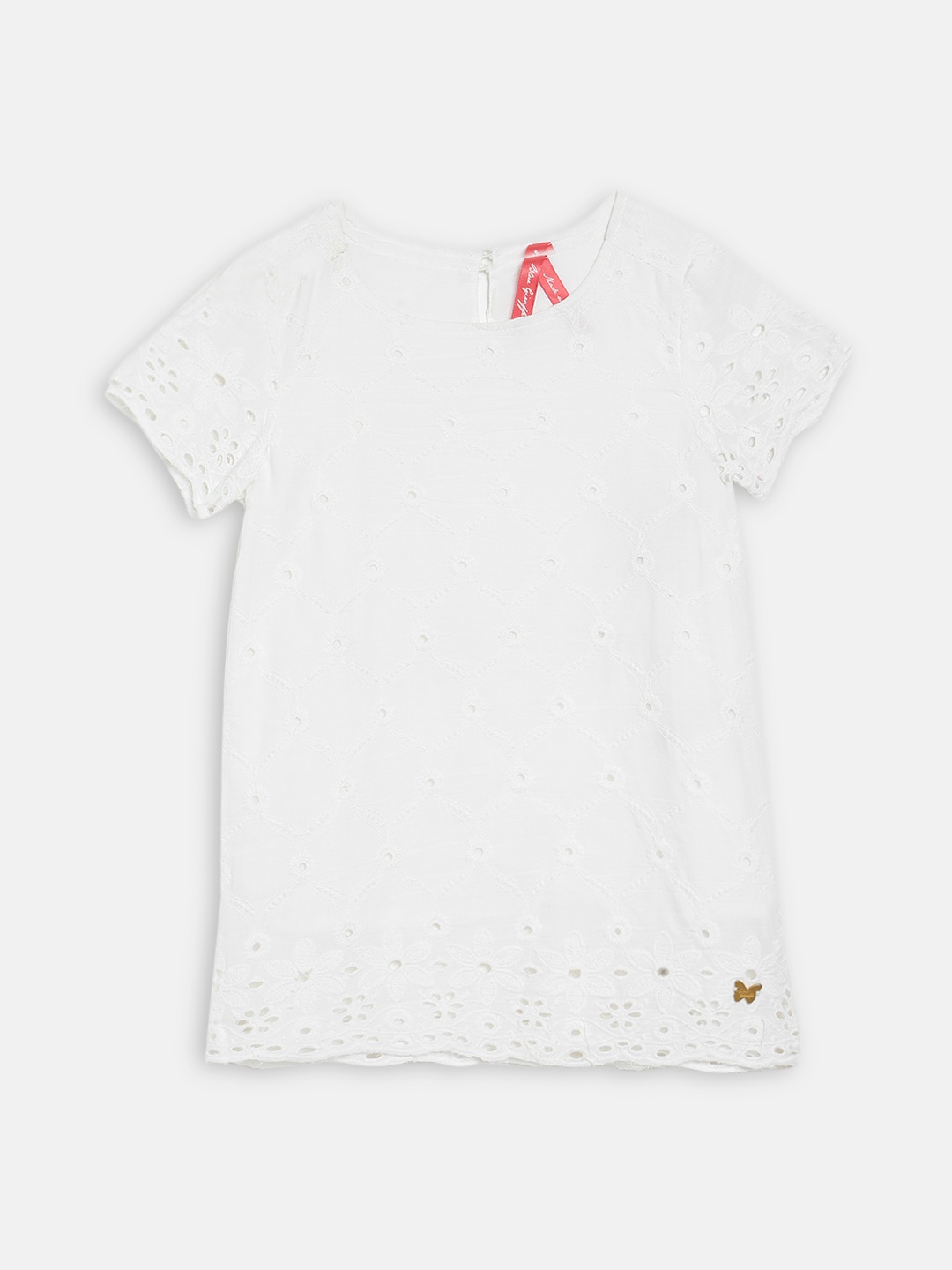 

Blue Giraffe Girls White Solid Top