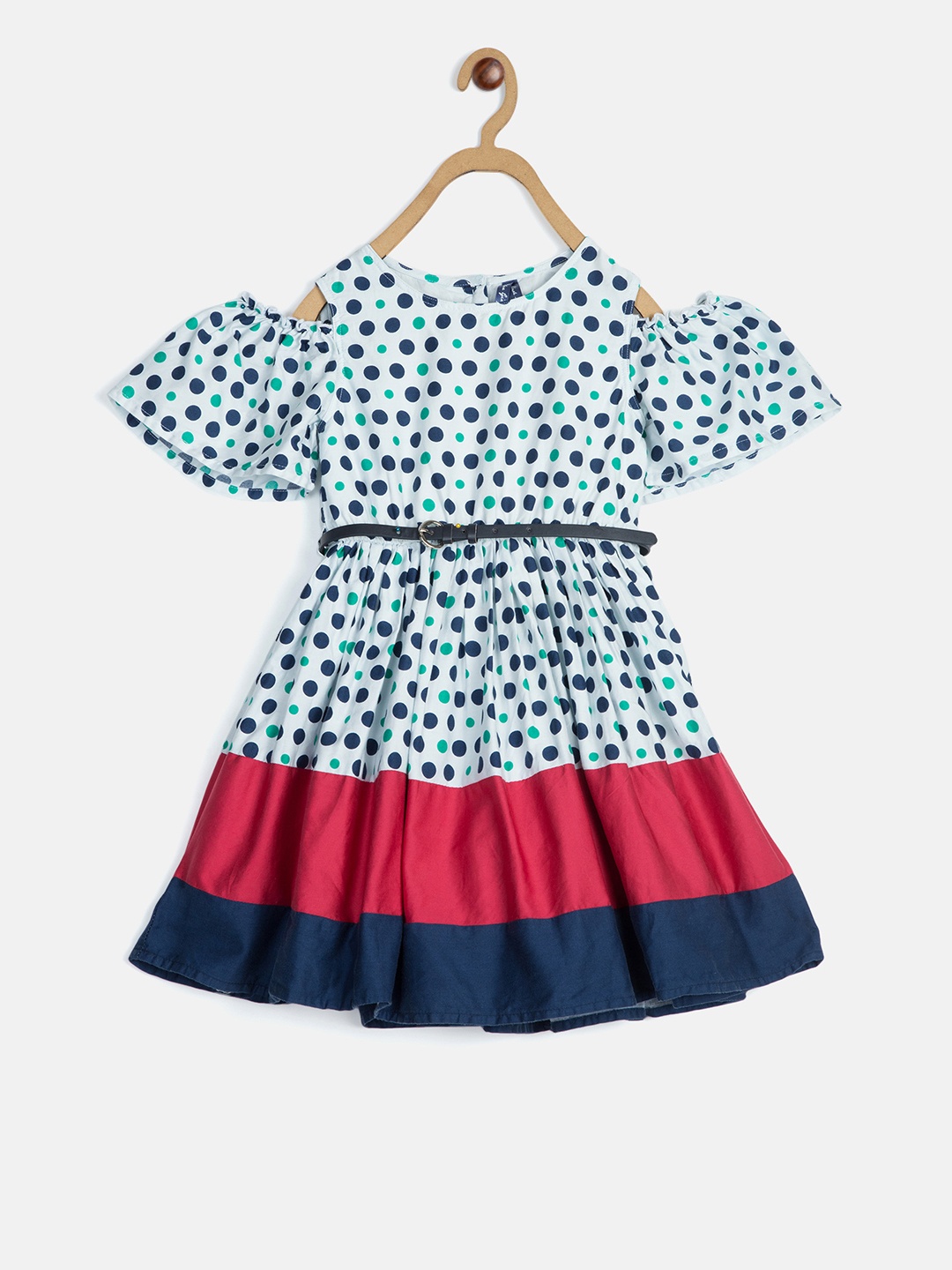 

Blue Giraffe Girls Multicoloured Printed Fit and Flare Dress, Multi