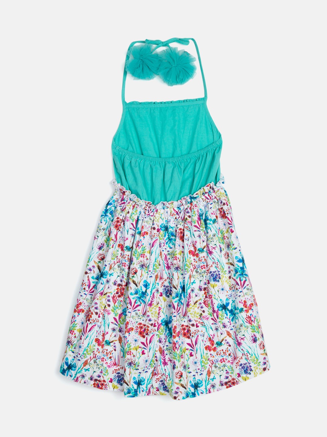 

Blue Giraffe Girls Blue & White Printed Fit and Flare Dress
