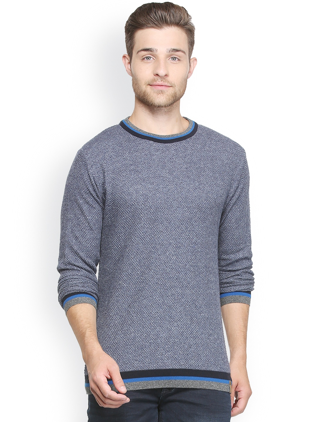 

Peter England Casuals Men Blue Solid Pullover