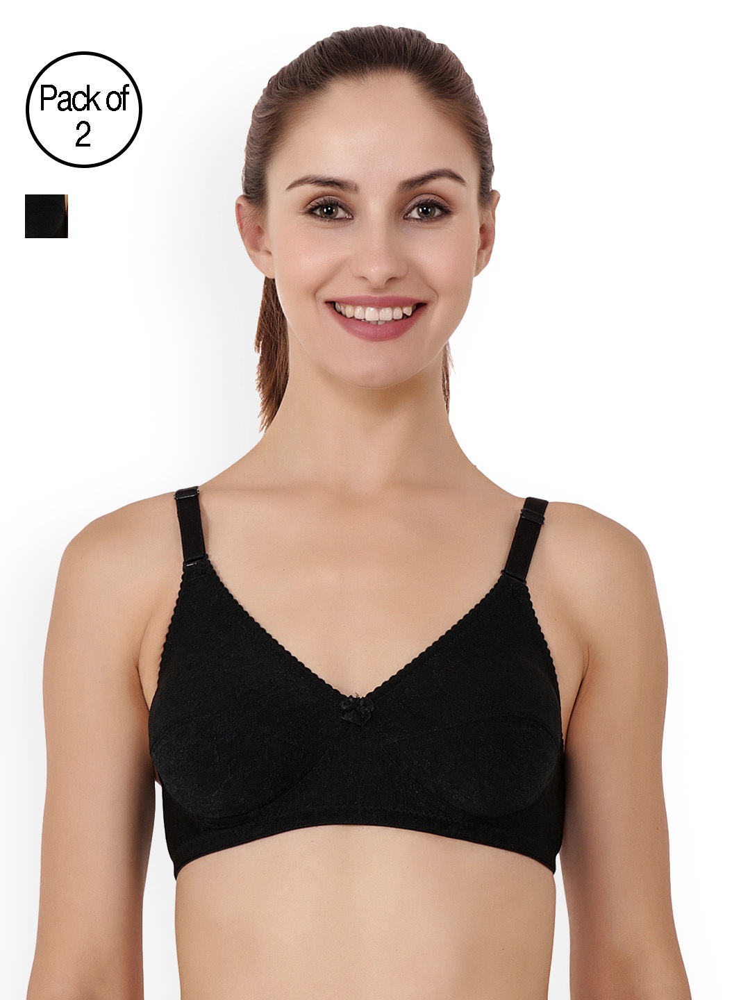 

Floret Pack of 2 Full-Coverage Embroidered Bras Eva, Black