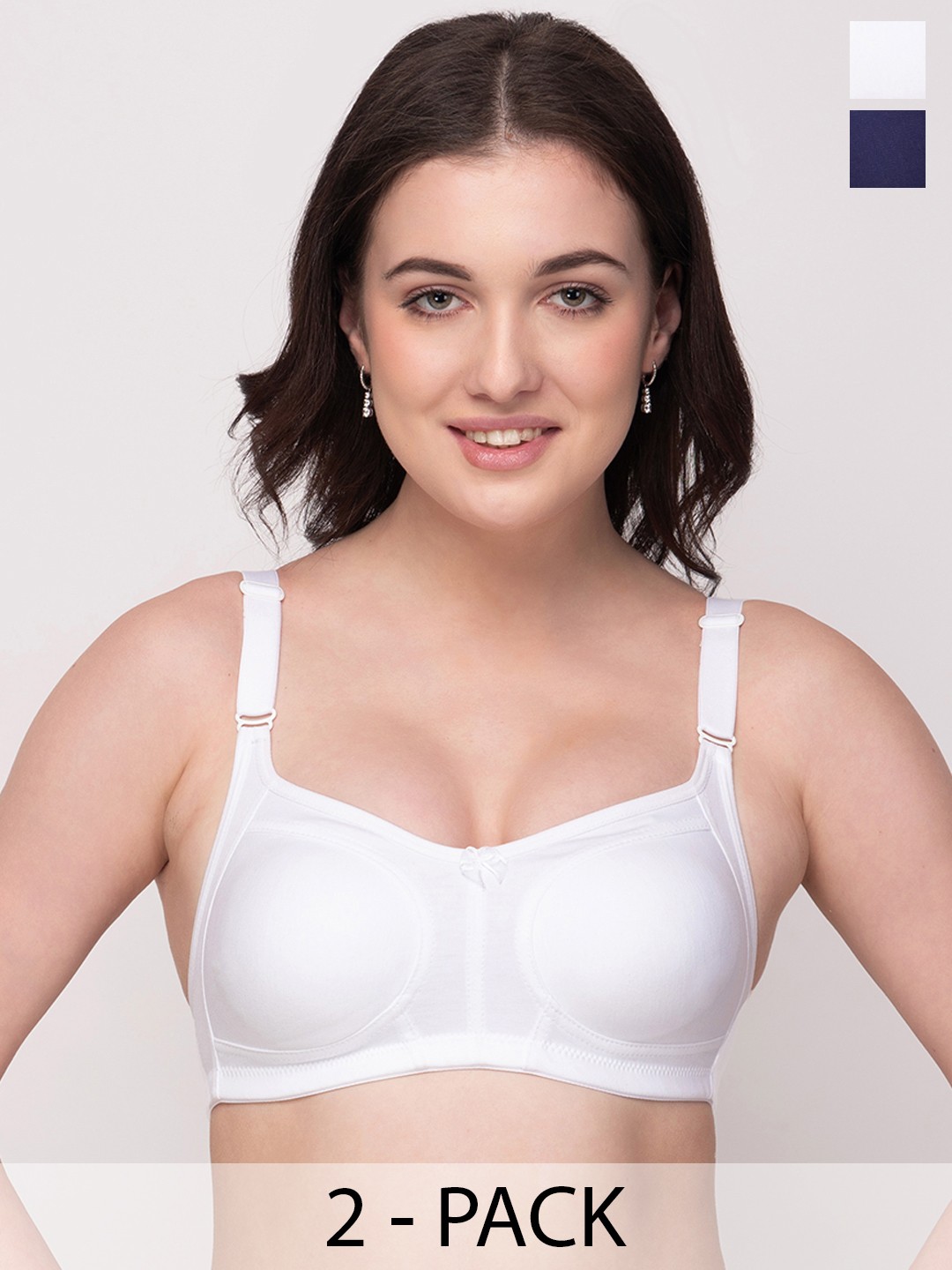 

Floret Pack of 2 Non Padded Non-Wired Cotton Full Coverage Everyday Bra With Moulded Cups, White