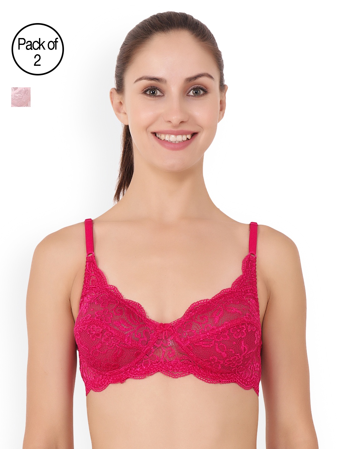 

Floret Pack of 2 Full-Coverage Lace Bras Cristina, Magenta