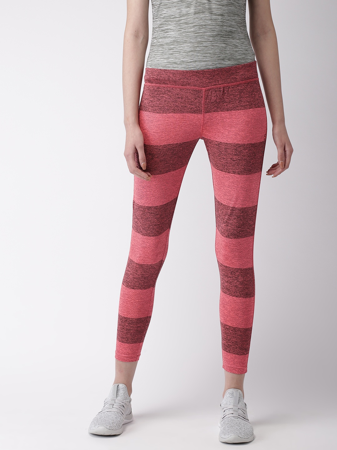 

SEVEN by MS Dhoni Women Pink Striped Meryl Tights