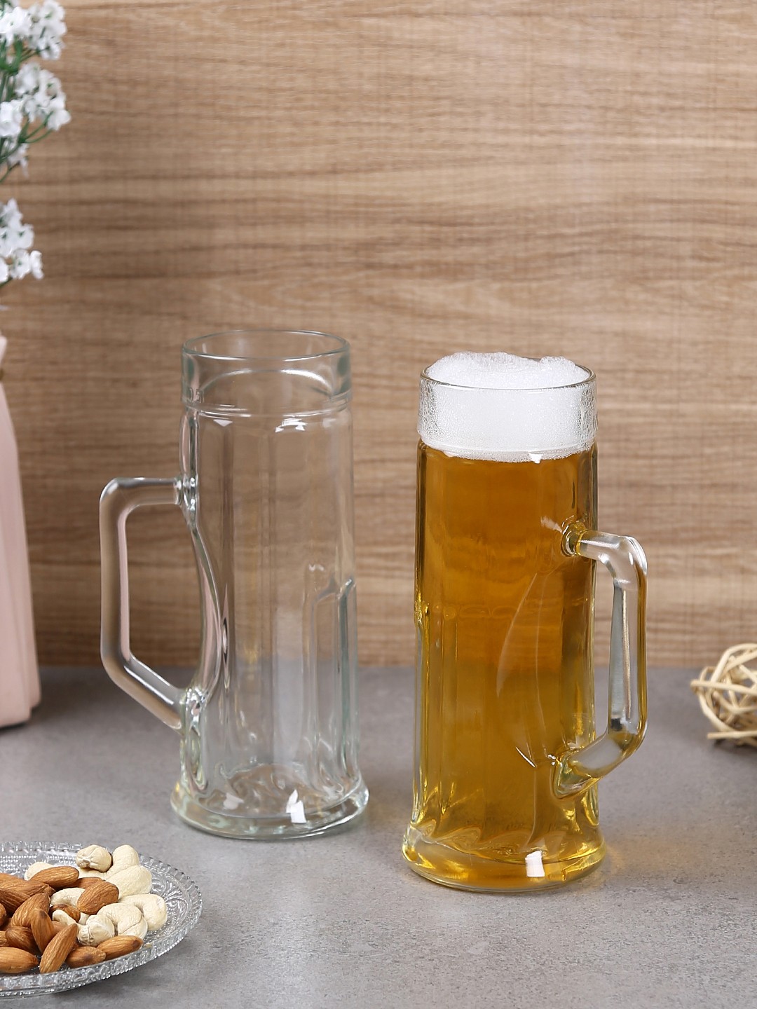 

Oberglas Transparent Set of 2 Premium Ribbed Beer Mugs 550ml