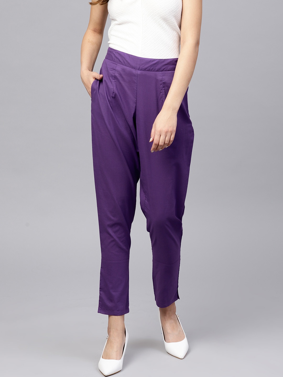 

Jaipur Kurti Women Purple Regular Fit Solid Trousers