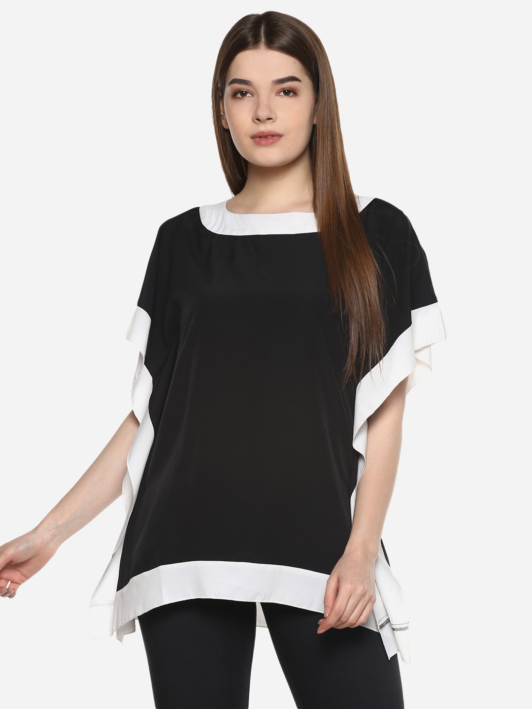 

Qurvii Plus Size Black White Kaftan Tunic