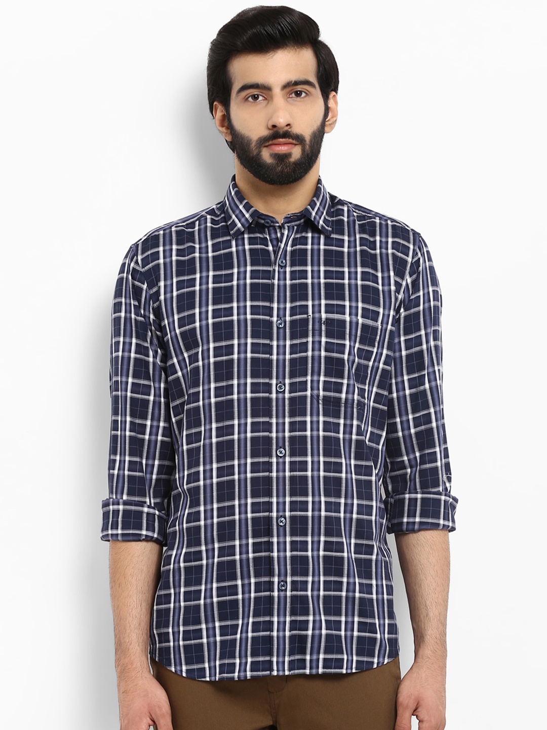 

ColorPlus Men Blue Slim Fit Checked Casual Shirt