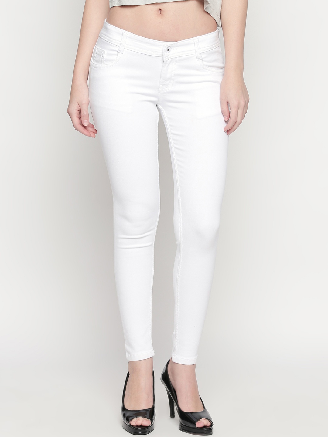

High Star Women White Slim Fit High-Rise Clean Look Stretchable Jeans