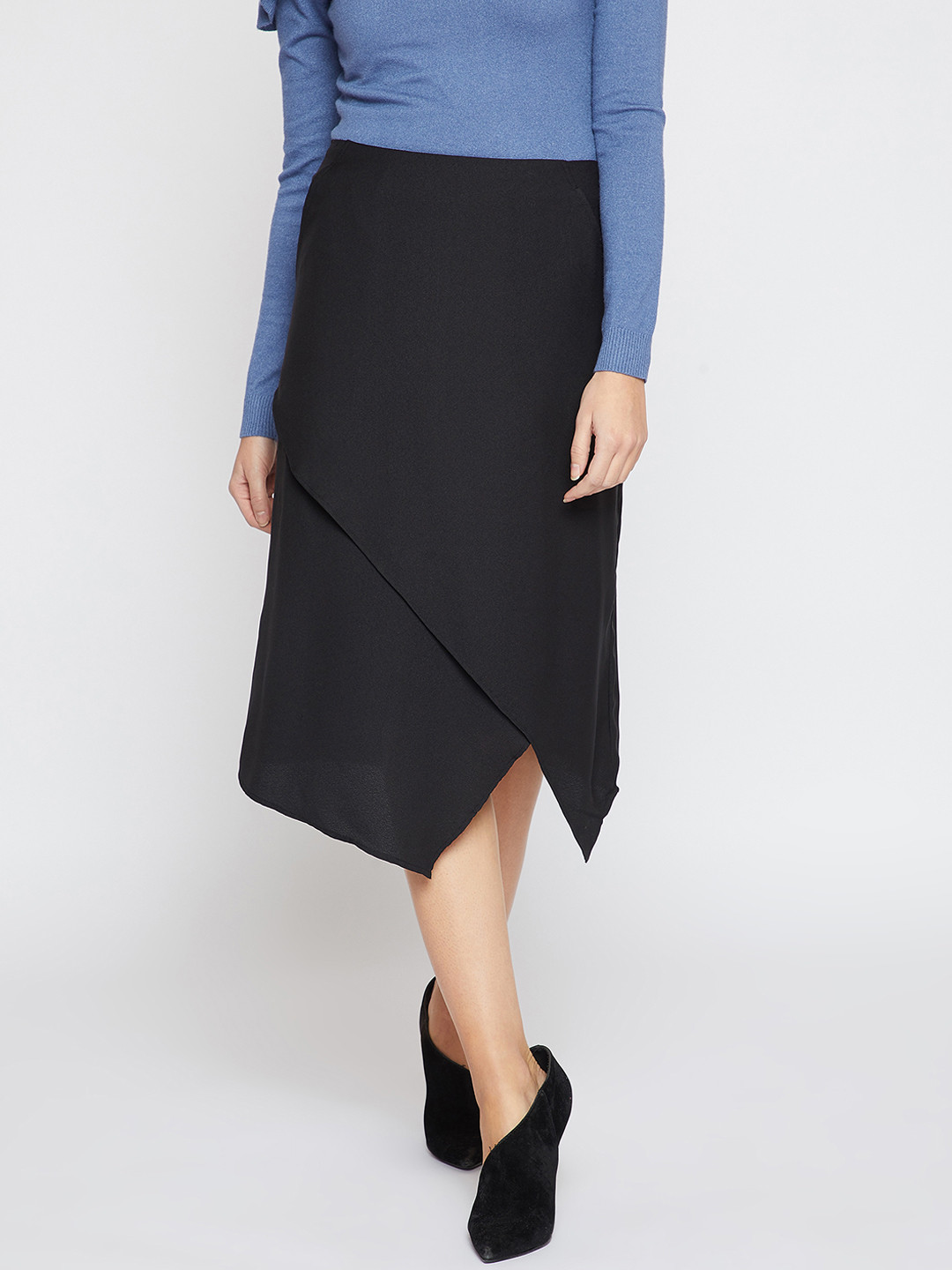 

Marie Clarie Women BlackLayered Midi Skirt, Black