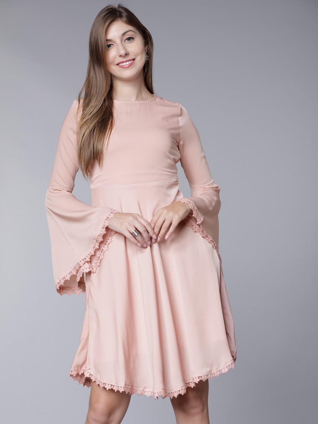 

Tokyo Talkies Women Pink Solid Fit and Flare Dress