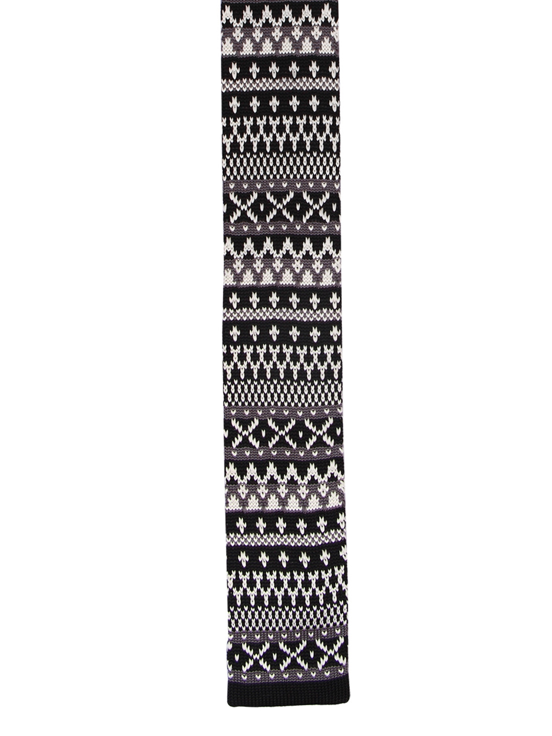 

Tossido Black & White Woven Design Broad Tie