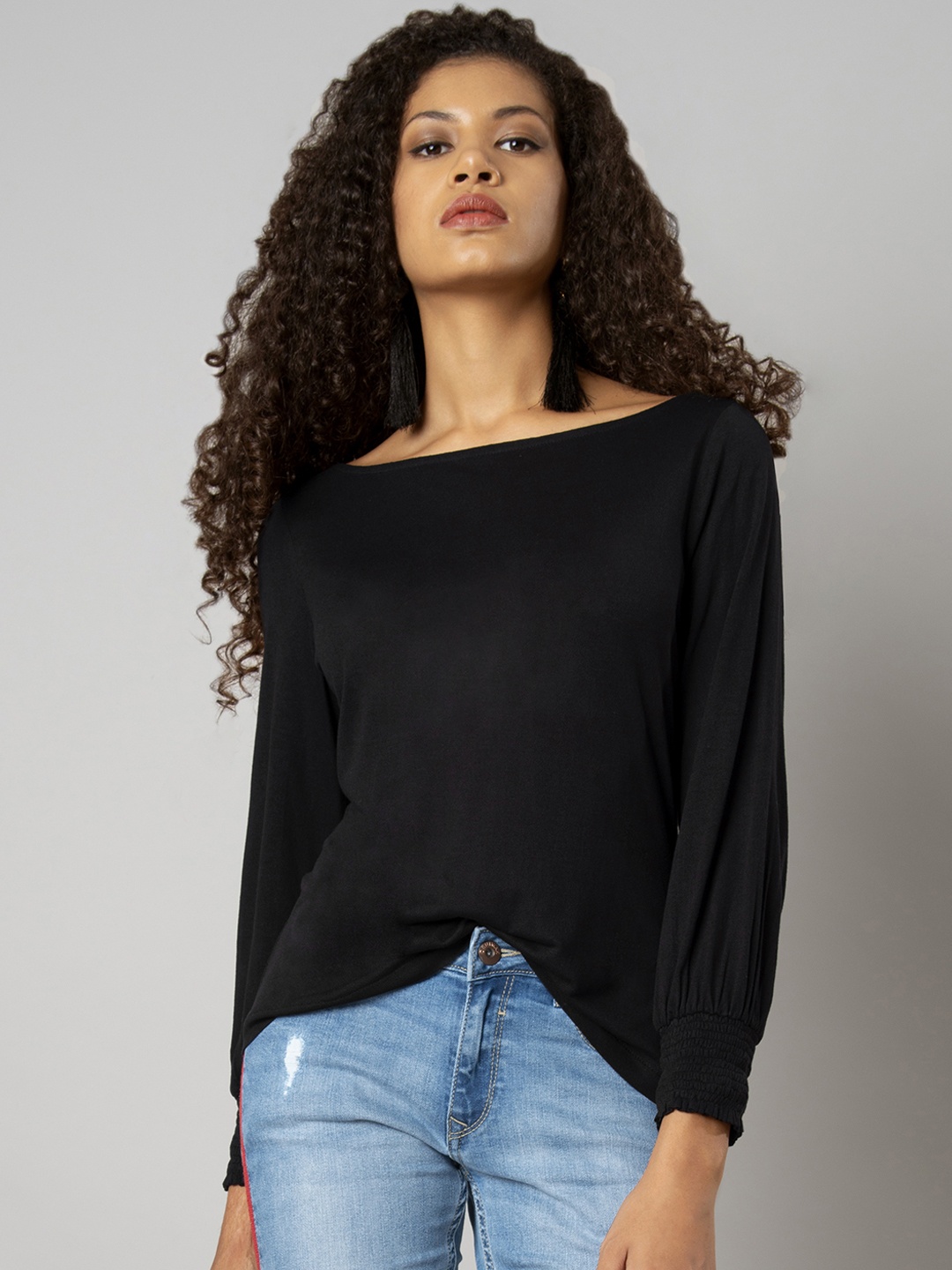 

FabAlley Women Black Solid Top