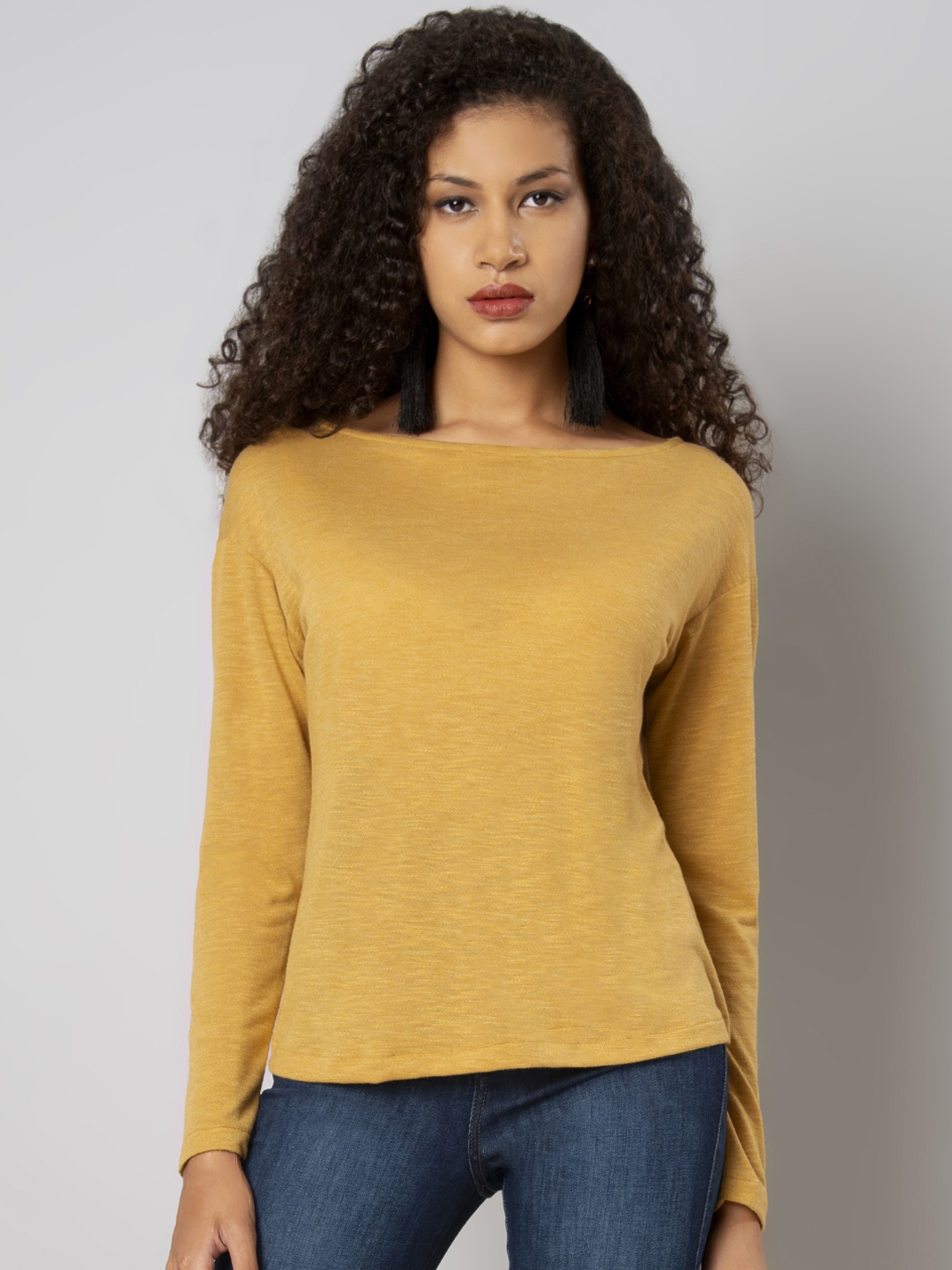 

FabAlley Women Yellow Solid Top