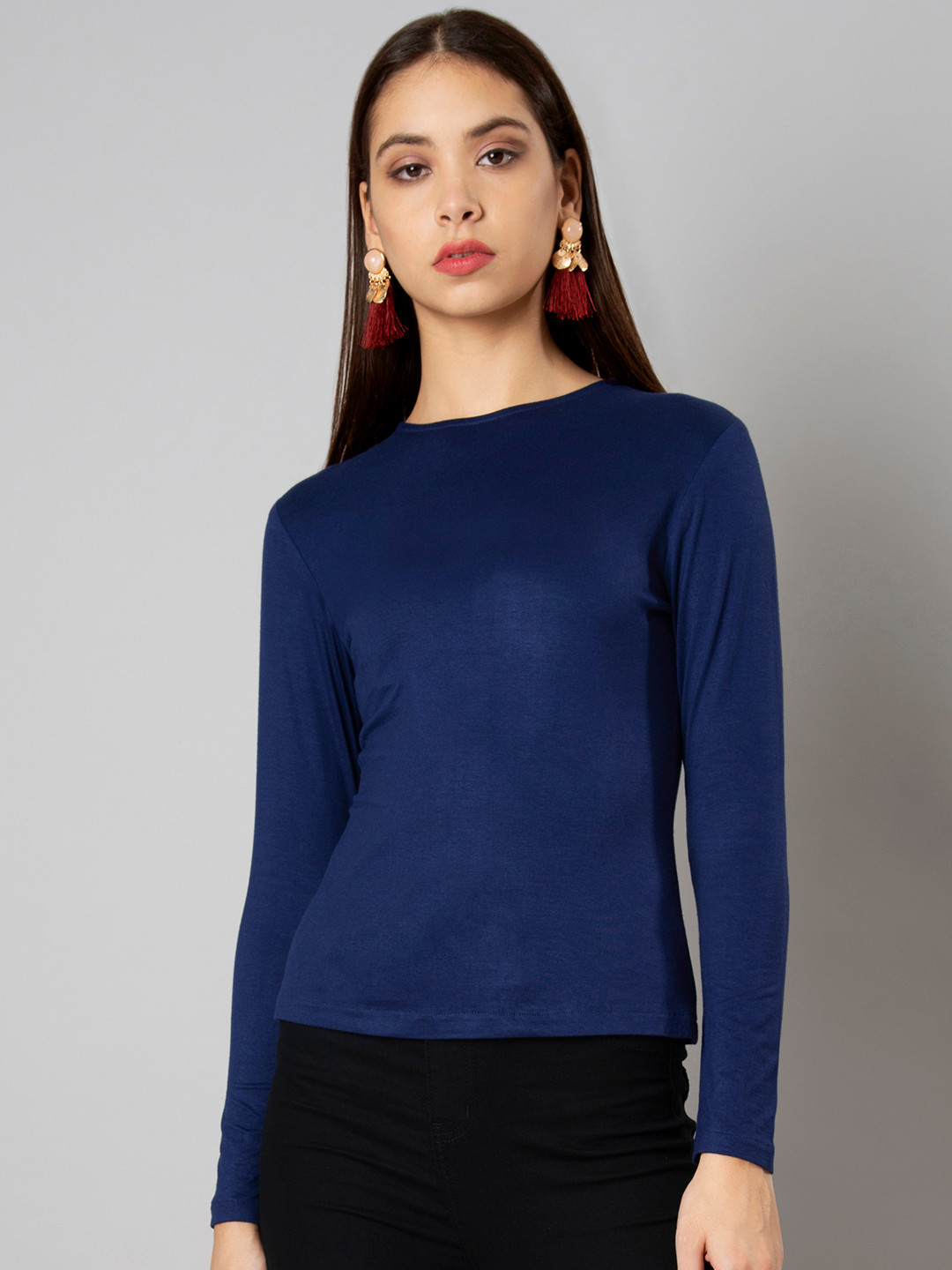 

FabAlley Women Blue Solid Top